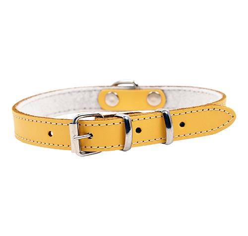 Obroża skórzana 16mm/40cm ŻÓŁTA