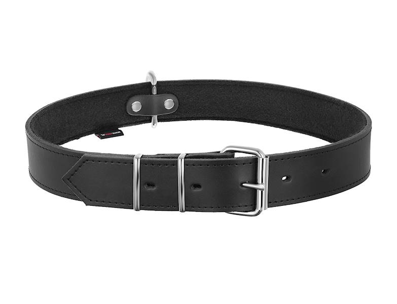 Obroża skórzana 25mm/46cm CZARNA