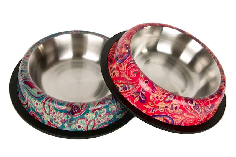 MISKA METALOWA NA GUMIE PAISLEY 0,47 L NIEBIESKA