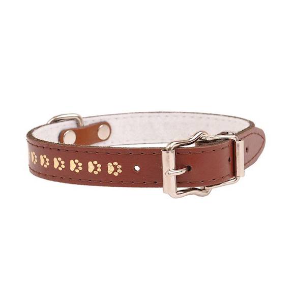 OBROŻA SKÓRZANA OZDOBNA ŁAPKA 18mm/43cm BRĄZOWA