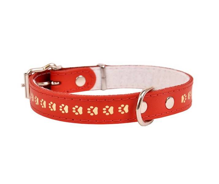 OBROŻA SKÓRZANA OZDOBNA ŁAPKA 18mm/43cm CZERWONA