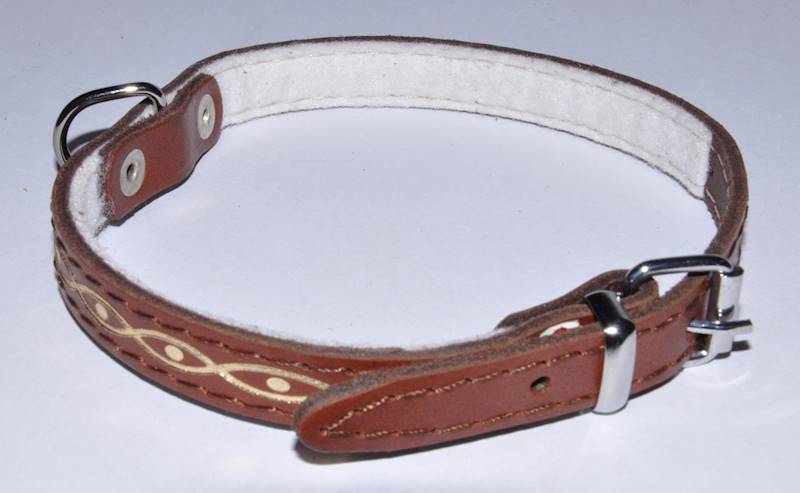 OBROŻA SKÓRZANA OZDOBNA RYBKA 14mm/36cm BRĄZOWA