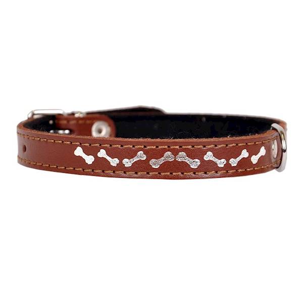 OBROŻA SKÓRZANA OZDOBNA KOSTKA 14mm/36cm BRĄZOWA