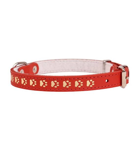 OBROŻA SKÓRZANA OZDOBNA ŁAPKA 20mm/47cm CZERWONA