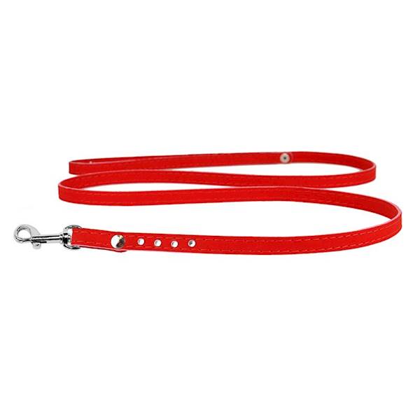 SMYCZ WELUROWA Z CYRKONIĄ DLA KOTA 12mm/120cm CZERWONA