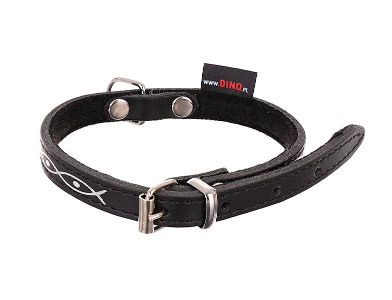 OBROŻA SKÓRZANA OZDOBNA RYBKA 16mm/40cm CZARNA