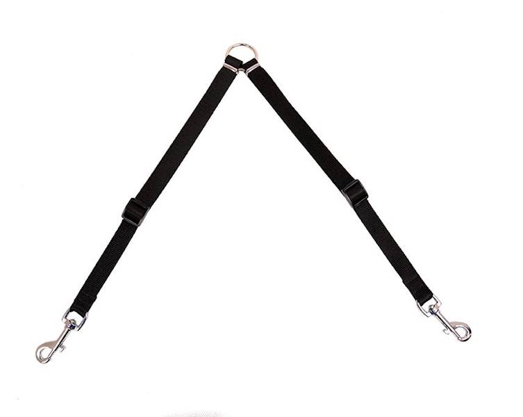 ROZDZIELACZ NA DWA PSY TAŚMA 10mm/20-30cm CZARNY