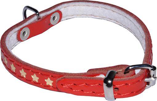 OBROŻA SKÓRZANA OZDOBNA GWIAZDKA 10mm/27cm CZERWON