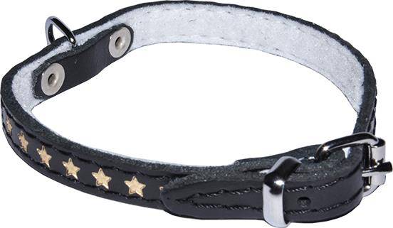 OBROŻA SKÓRZANA OZDOBNA GWIAZDKA 10mm/27cm CZARNA