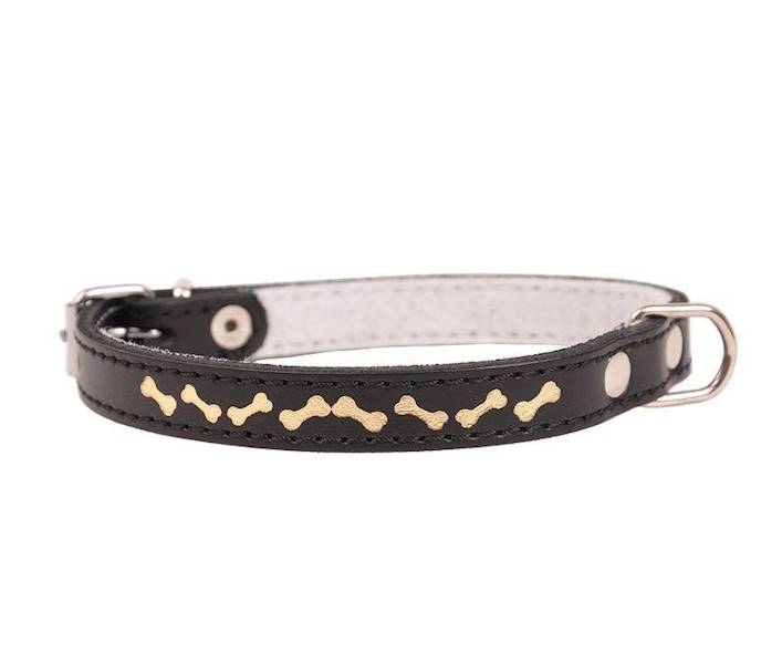 OBROŻA SKÓRZANA OZDOBNA KOSTKA 16mm/40cm CZARNA