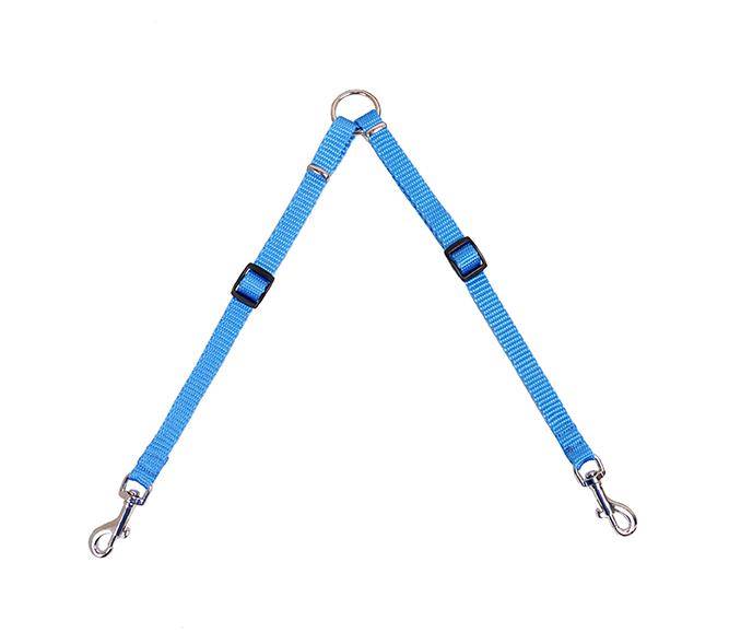 ROZDZIELACZ NA DWA PSY TAŚMA 10mm/20-30cm NIEB.