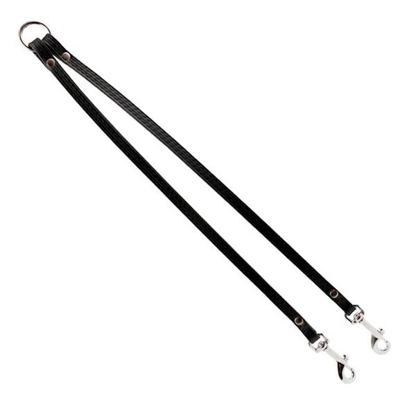ROZDZIELACZ NA DWA PSY SKÓRZANY 10mm/35cm CZARNY