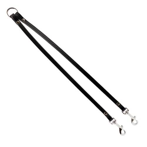 ROZDZIELACZ NA DWA PSY SKÓRZANY 20mm/60cm CZARNY