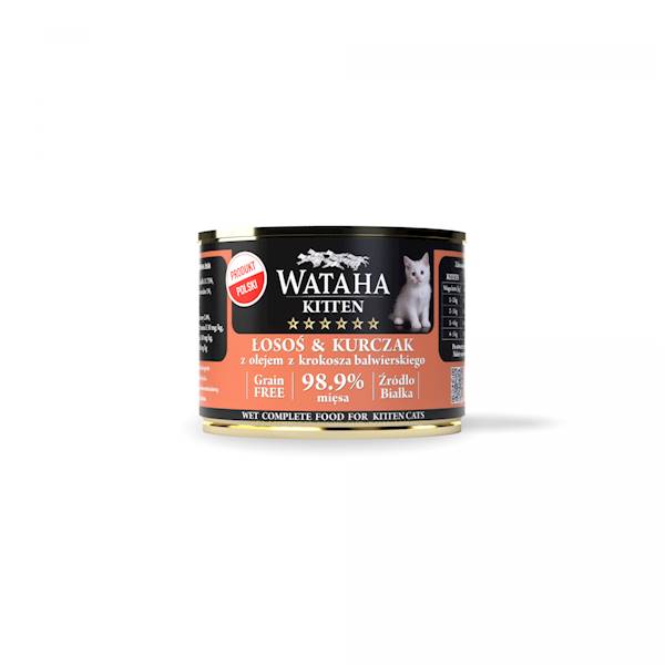 WATAHA HUNT KITTEN CAT ŁOSOŚ KURCZAK 200g