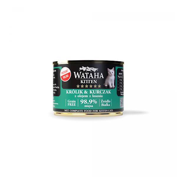 WATAHA HUNT KITTEN CAT KRÓLIK KURCZAK 200g