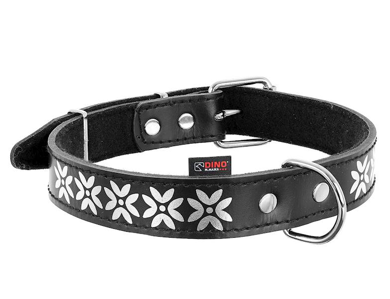 OBROŻA SKÓRZANA OZDOBNA KWIAT D 30mm/63cm CZARNA