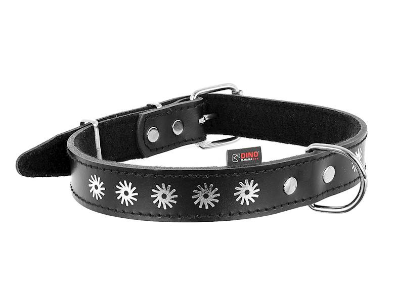 OBROŻA SKÓRZANA OZDOBNA STOKROTKA 30mm/63cm CZARNA