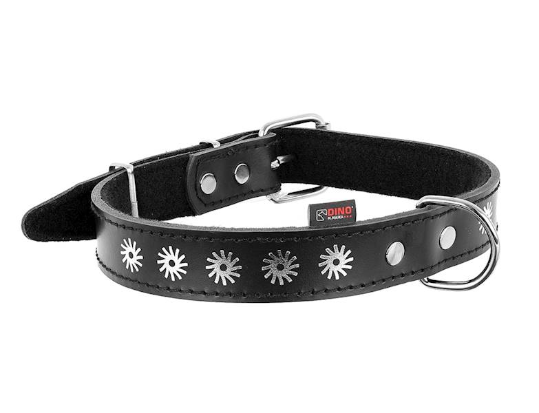 OBROŻA SKÓRZANA OZDOBNA STOKROTKA 22mm/53cm CZARNA