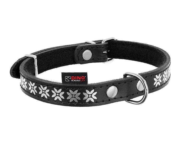 OBROŻA SKÓRZANA OZDOBNA KWIAT M 22mm/53cm CZARNA