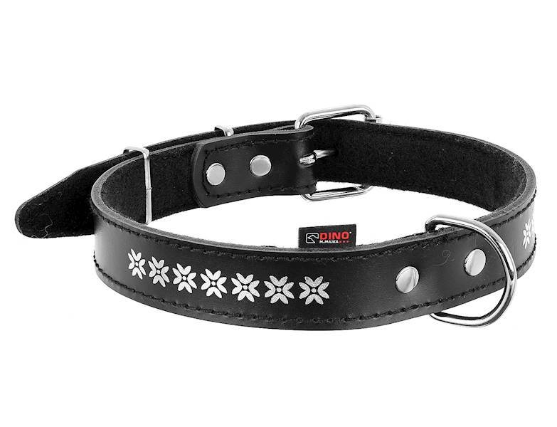 OBROŻA SKÓRZANA OZDOBNA KWIAT M 30mm/63cm CZARNA