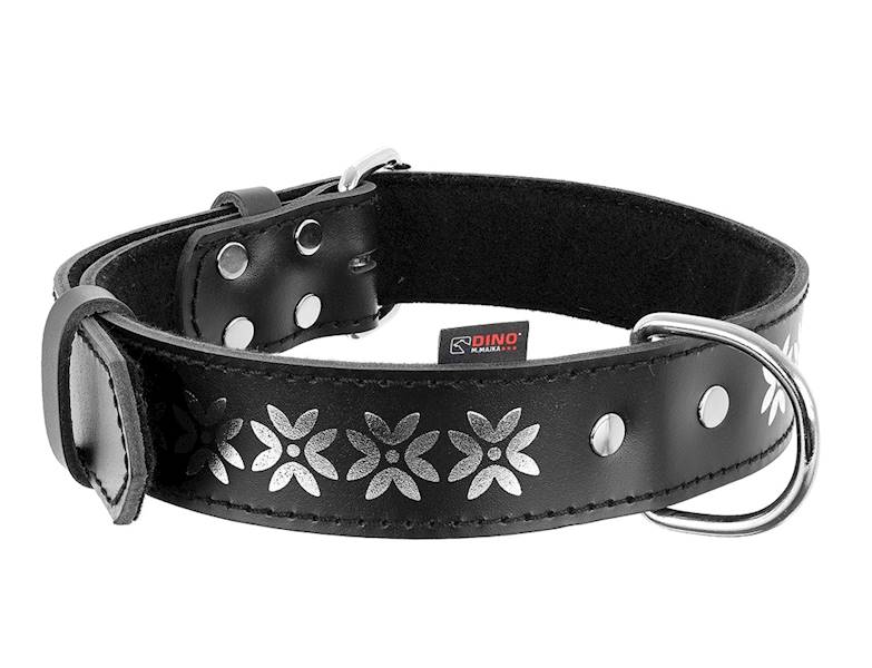 OBROZA SKÓRZANA OZDOBNA KWIAT D 40mm/67cm CZARNA