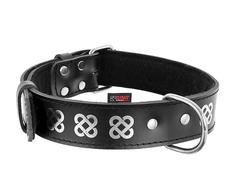 OBROŻA SKÓRZANA OZDOBNA WĘZEŁ D 40mm/67cm CZARNA