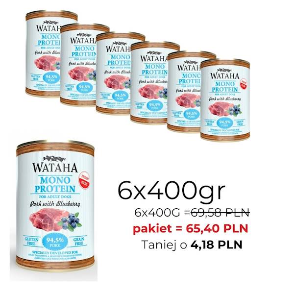 WATAHA MONO PROTEIN ADULT DOG 94,5% WIE.BOR.400/6