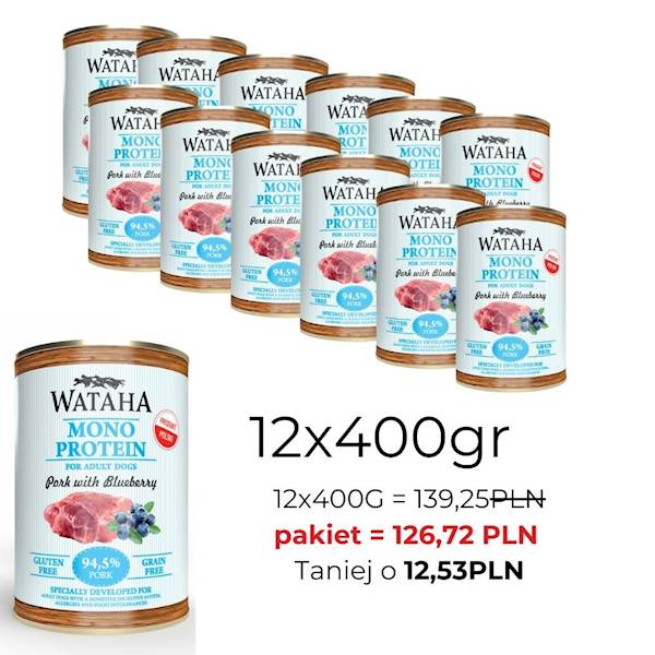 WATAHA MONO PROTEIN ADULT DOG 94,5% WIE.BOR.400/12