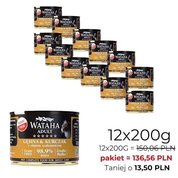 WATAHA HUNT ADULT CAT GĘSINA KURCZAK 200/12