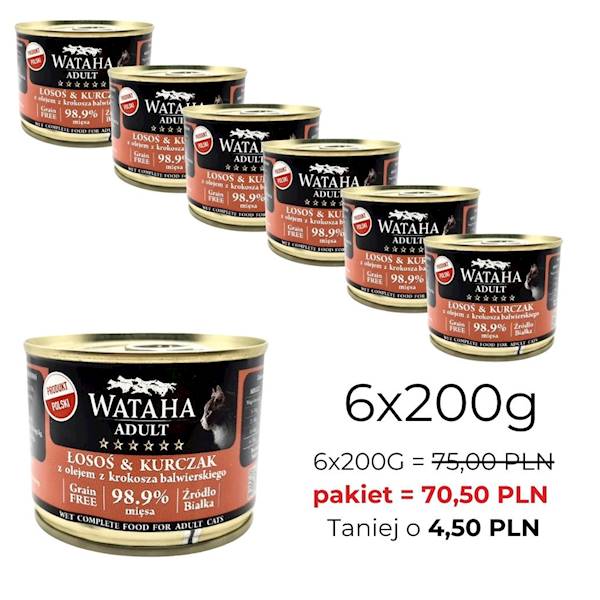 WATAHA HUNT ADULT CAT ŁOSOŚ KURCZAK 200/6