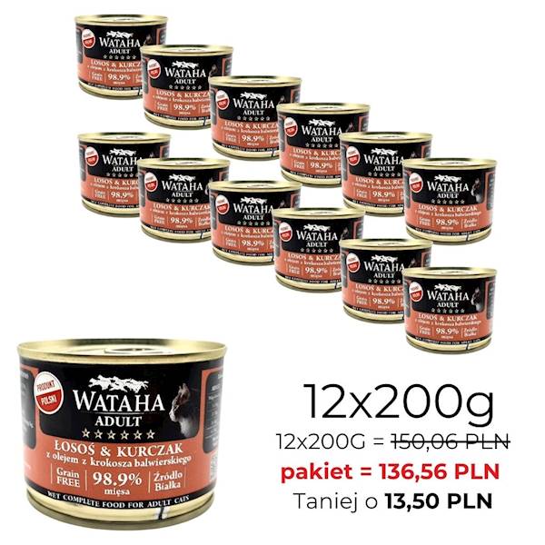 WATAHA HUNT ADULT CAT ŁOSOŚ KURCZAK 200/12