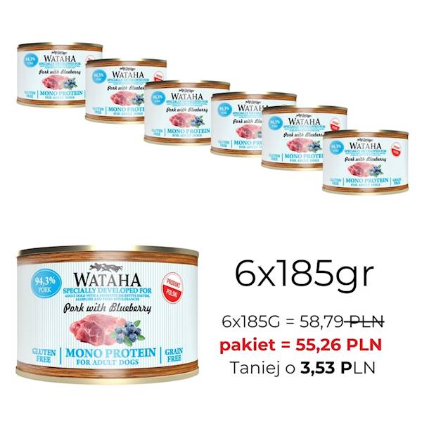 WATAHA MONO PROTEIN ADULT DOG 94,5% WIE.BOR.185/6