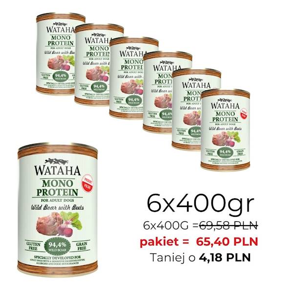 WATAHA MONO PROTEIN ADULT DOG 94,4% DZ.Z BU.400/6