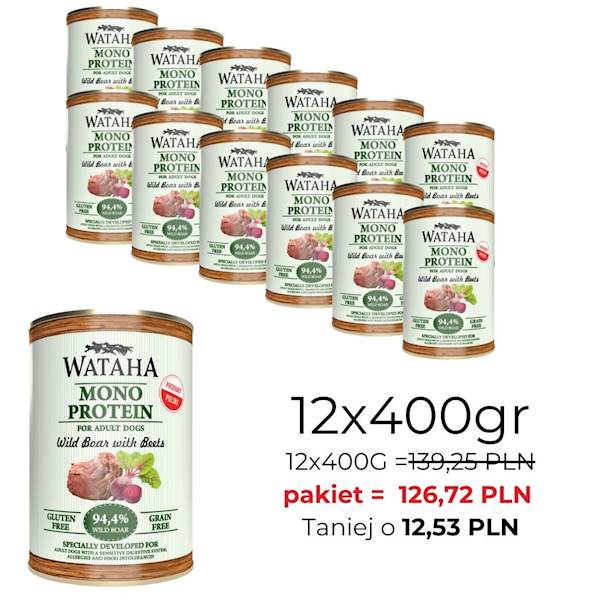 WATAHA MONO PROTEIN ADULT DOG 94,4% DZ.Z BU.400/12