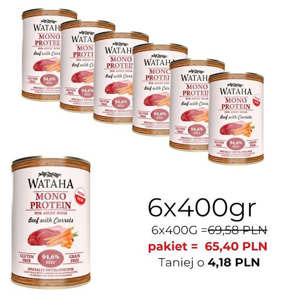 WATAHA MONO PROTEIN ADULT DOG 94,6% WO.Z MA.400/6