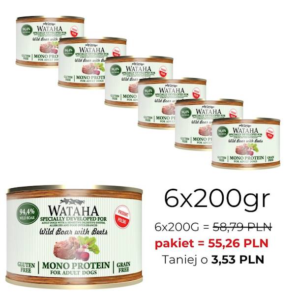 WATAHA MONO PROTEIN ADULT DOG 94,4% DZ.Z BU.200/6