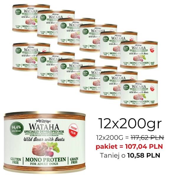 WATAHA MONO PROTEIN ADULT DOG 94,4% DZ.Z BU.200/12