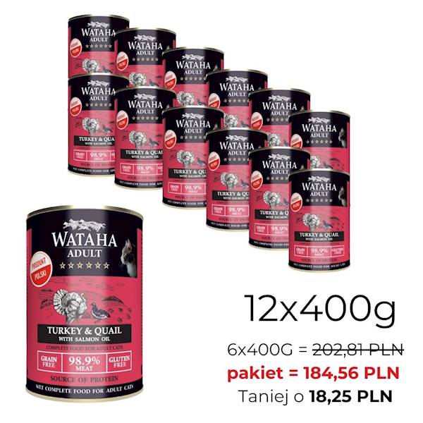 WATAHA HUNT ADULT CAT INDYK PRZEPIÓRKA 400/12