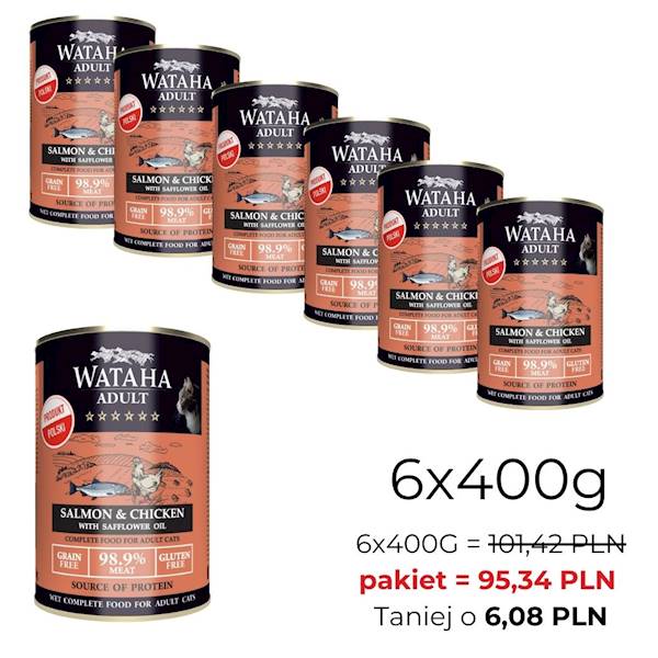 WATAHA HUNT ADULT CAT ŁOSOŚ KURCZAK 400/6