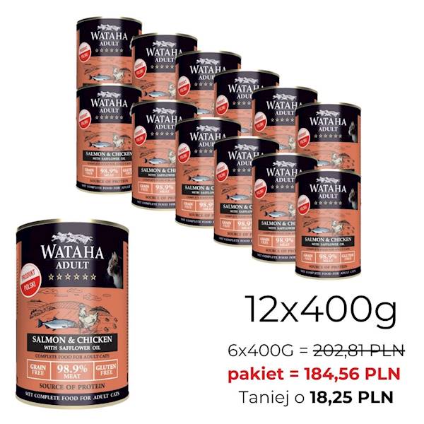WATAHA HUNT ADULT CAT ŁOSOŚ KURCZAK 400/12