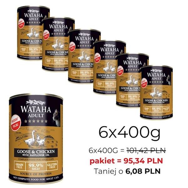 WATAHA HUNT ADULT CAT GĘSINA KURCZAK 400/6