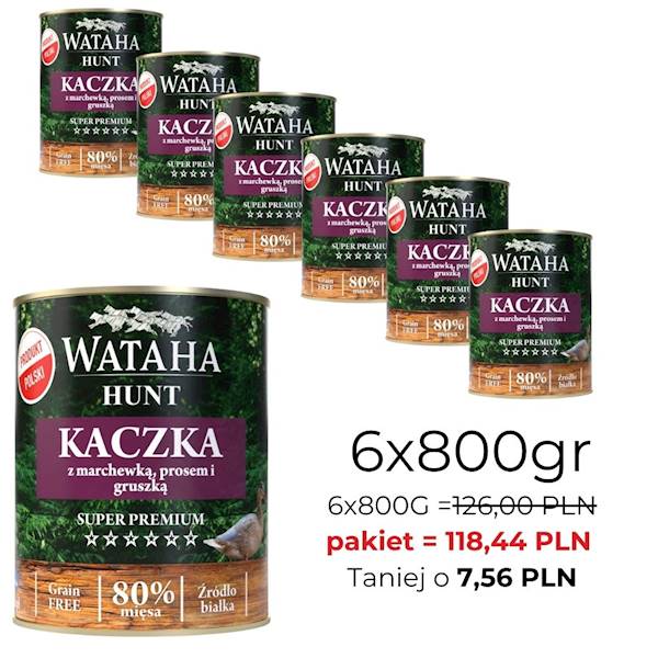 WATAHA PUSZKA 80% ADULT KACZKA Z PROSEM 800/6