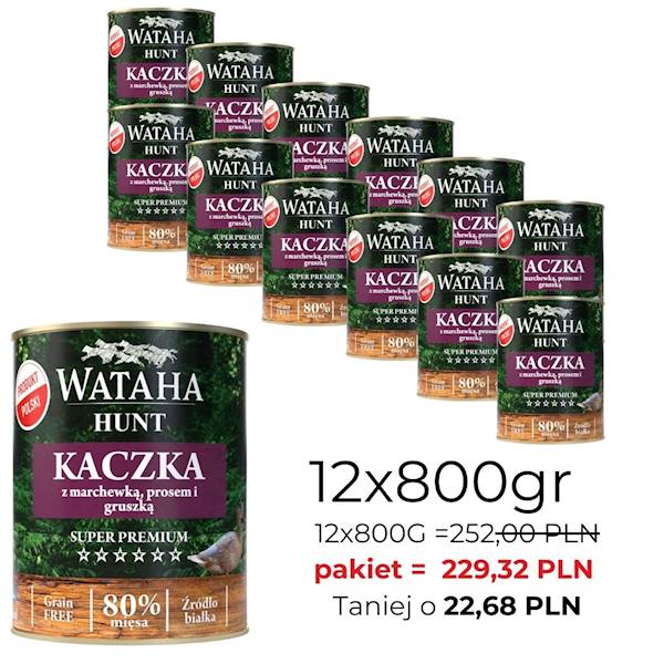 WATAHA PUSZKA 80% ADULT KACZKA Z PROSEM 800/12