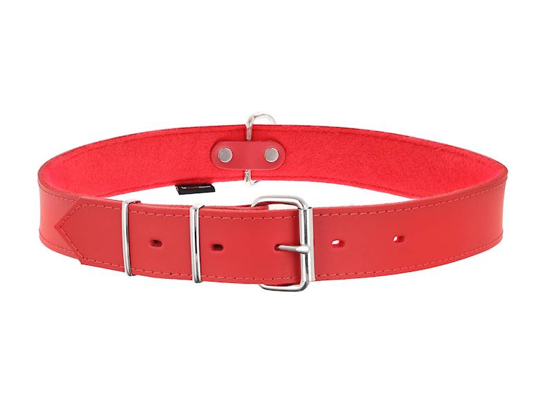 OBROŻA SKÓRZANA 40mm/91cm CZERWONA