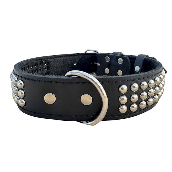 OBROŻA SKÓRZANA ĆWIEK TRÓJRZĘ.OZD.40mm/46cm CZARNA