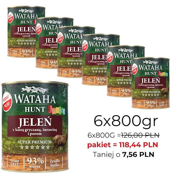 WATAHA PUSZKA 93% JUNIOR JELEŃ Z ŻUR.I POR 800/6