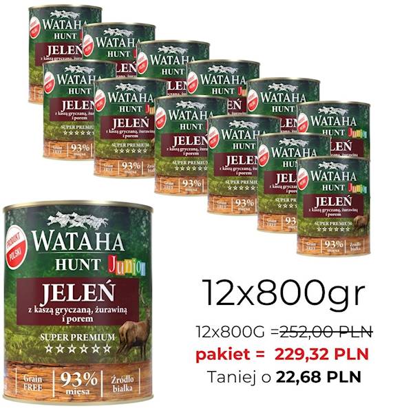 WATAHA PUSZKA 93% JUNIOR JELEŃ Z ŻUR.I POR 800/12