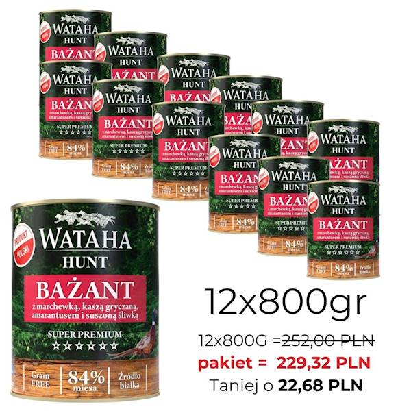 WATAHA PUSZKA 84% ADULT BAŻANT Z MAR.I ŚLIW.800/12