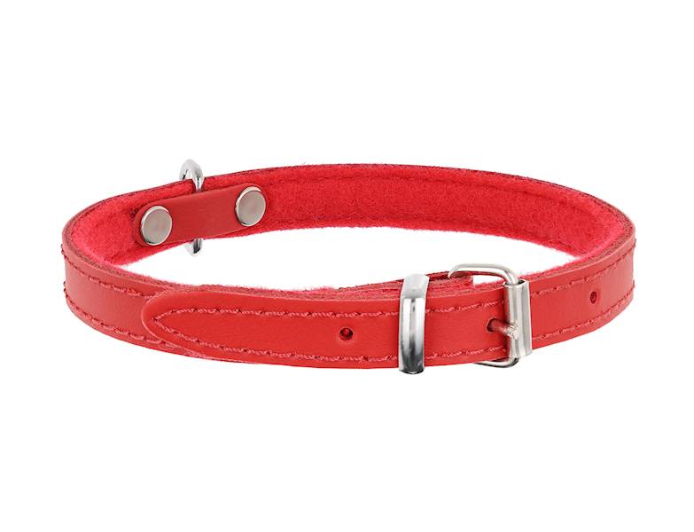 OBROŻA SKÓRZANA 14mm/36cm CZERWONA