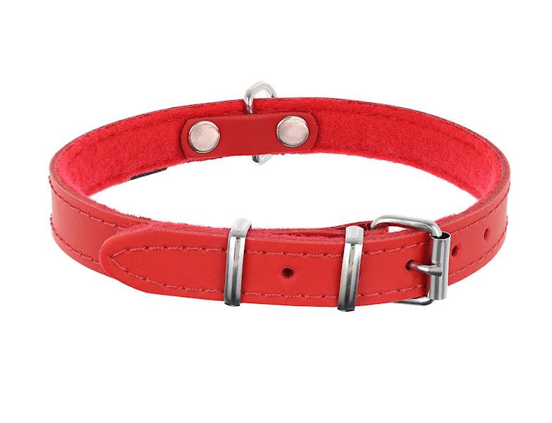 OBROŻA SKÓRZANA 16mm/40cm CZERWONA
